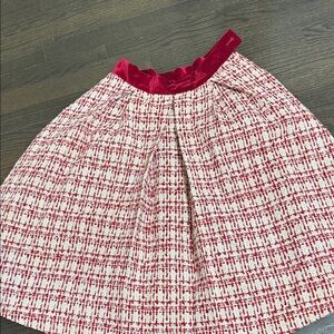 Elegant Red and White Tweed Skirt